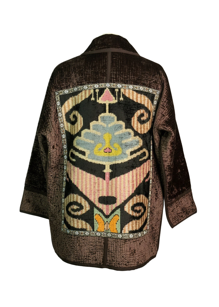 Silk Road Elegance: Rich Brown Chapan Ensemble