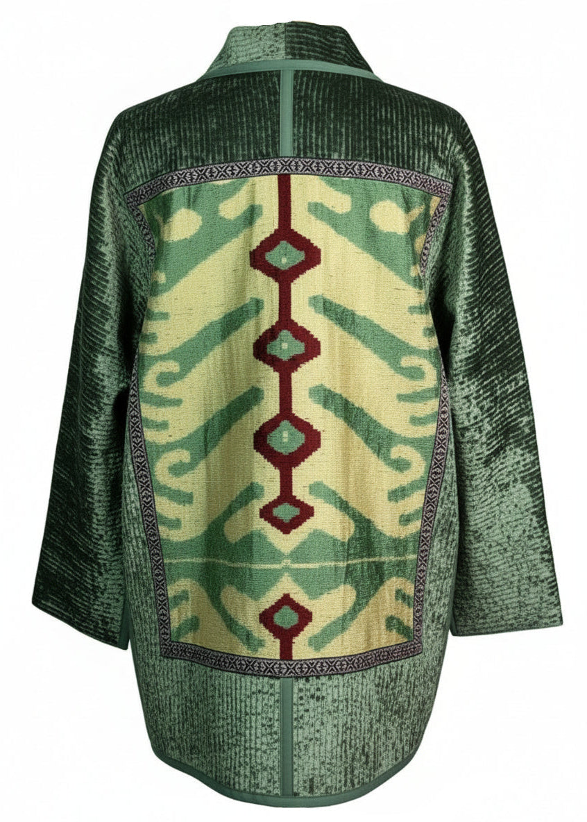 Silk Road Elegance: Light Green Chapan Ensemble