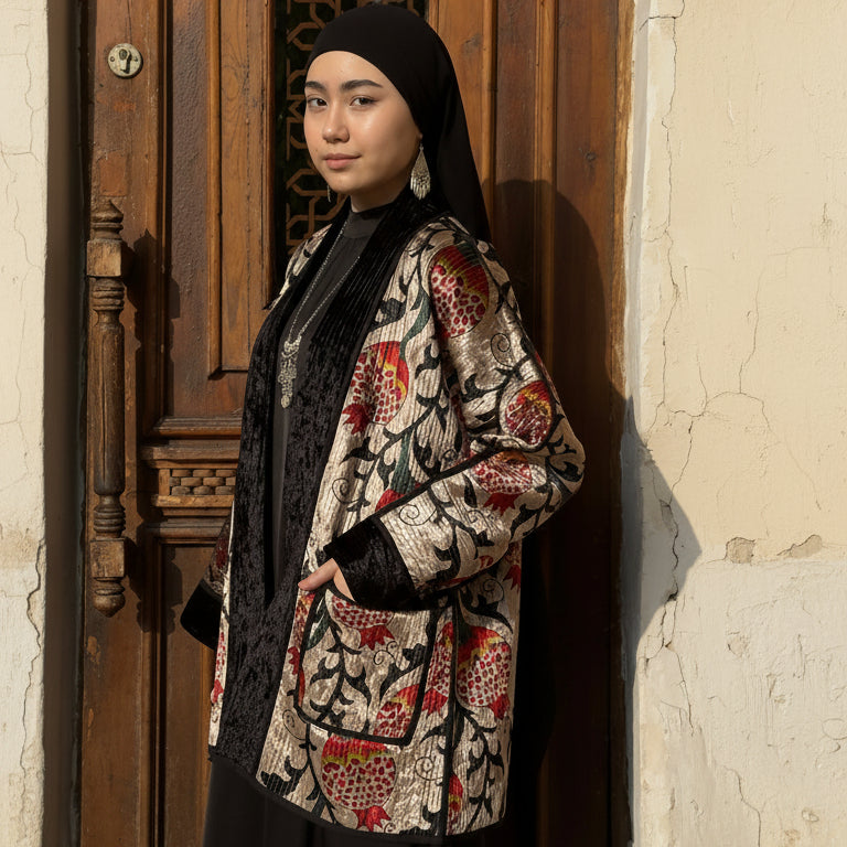 Pomegranate Legacy: Uzbek Chapan with National Motifs