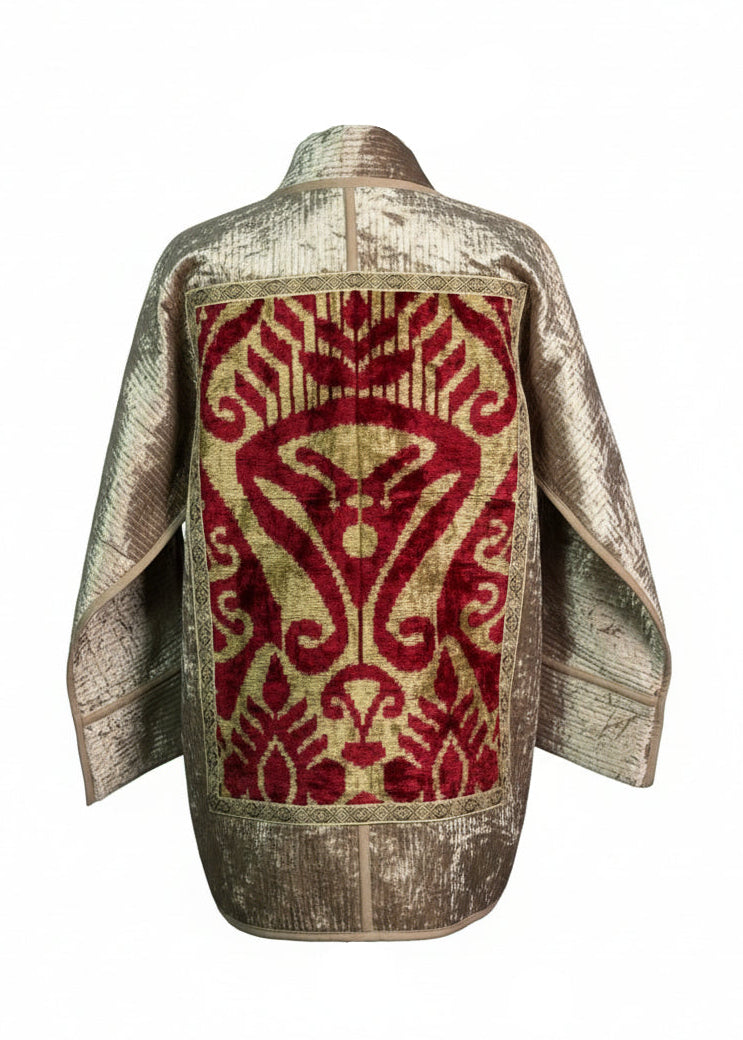 Silk Road Elegance: Dusty Pink Chapan Ensemble