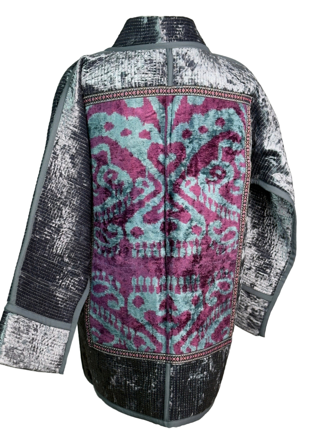 Silk Road Elegance: Grey Chapan Ensemble