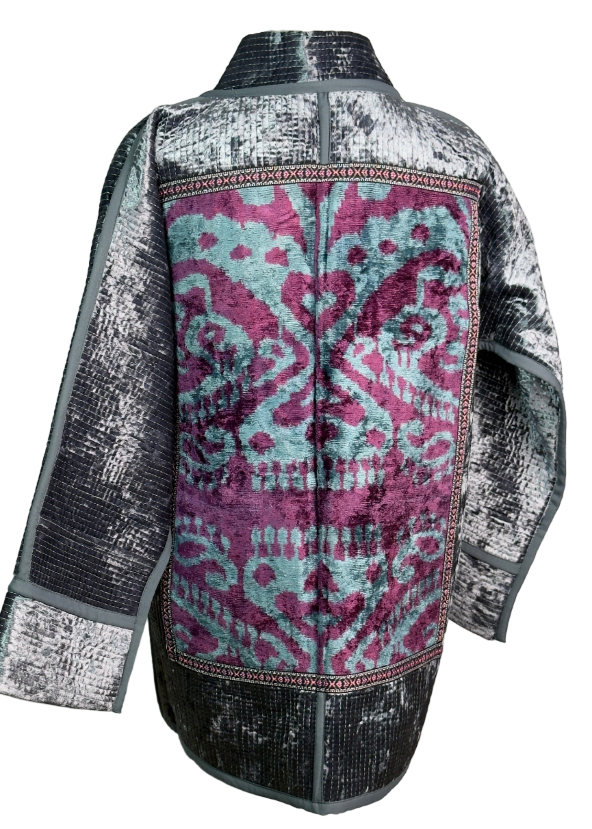 Silk Road Elegance: Grey Chapan Ensemble