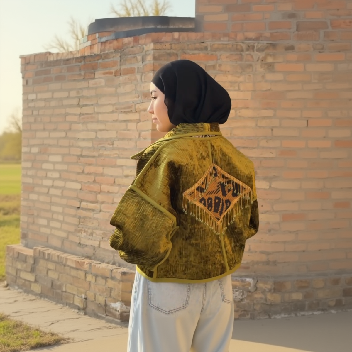 Crimson Heritage: Bordo-Purple Uzbek Chapan