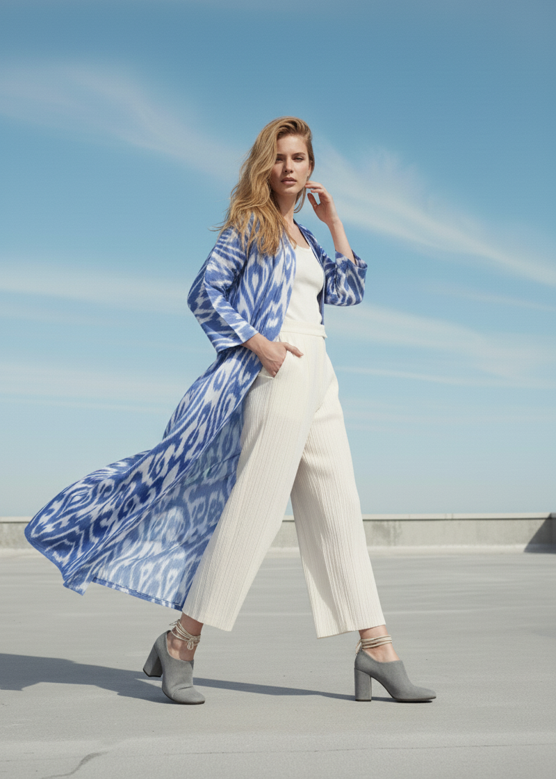 Timeless Ikat: The Blue & White European Blend Dress