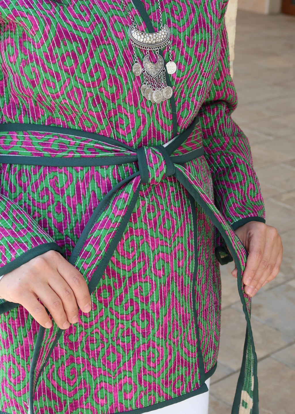 Silk Road Elegance: Reversible Jacket Ensemble