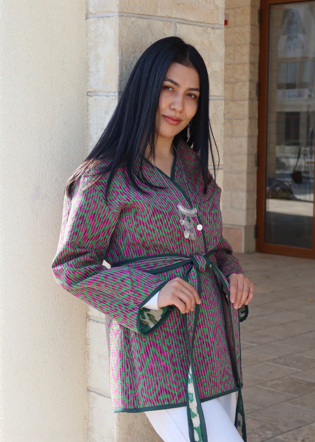 Silk Road Elegance: Reversible Jacket Ensemble