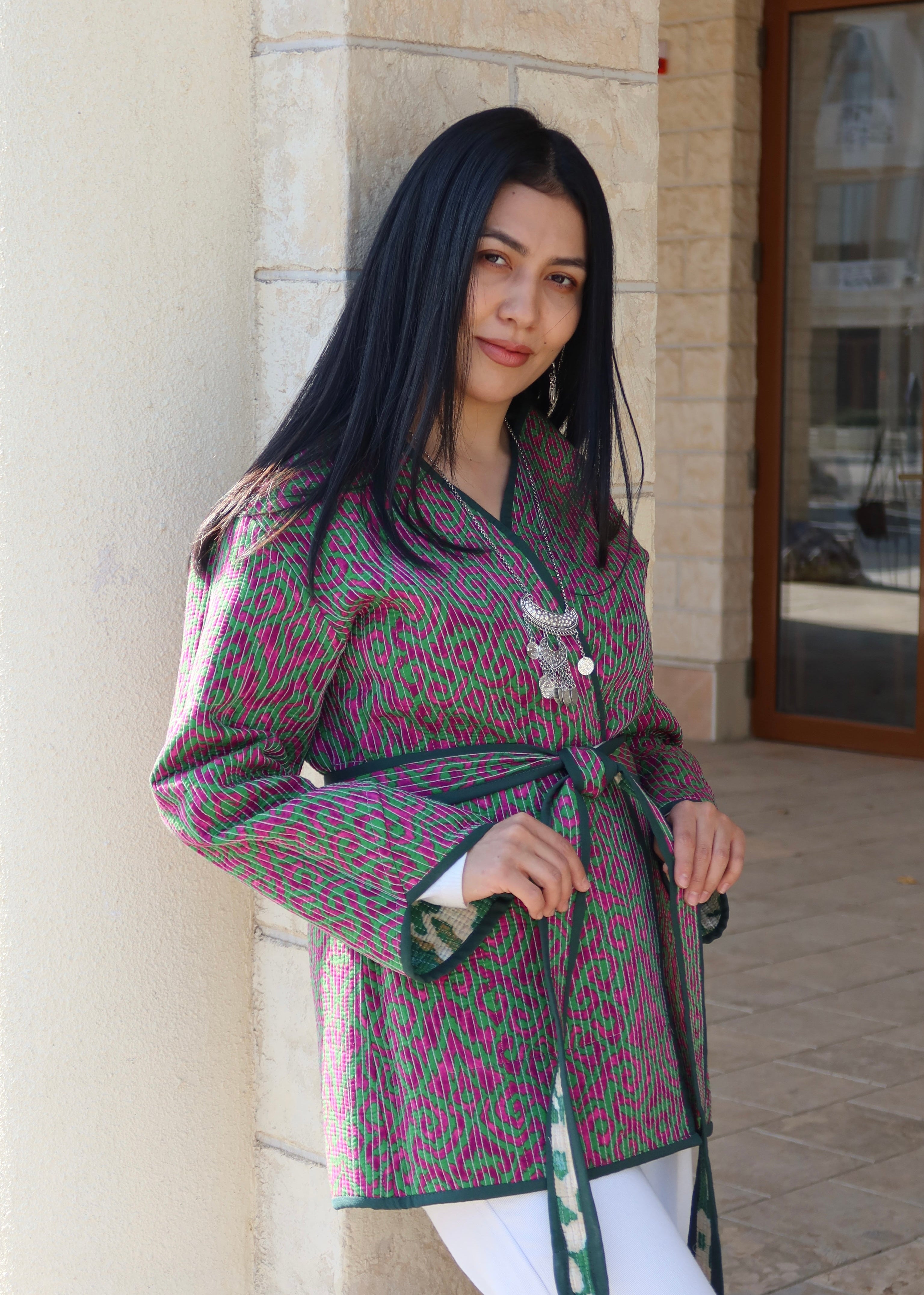 Silk Road Elegance: Reversible Jacket Ensemble