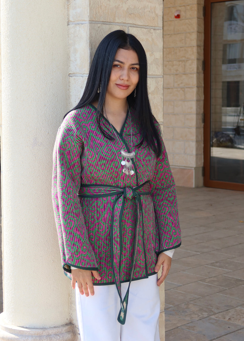 Silk Road Elegance: Reversible Jacket Ensemble