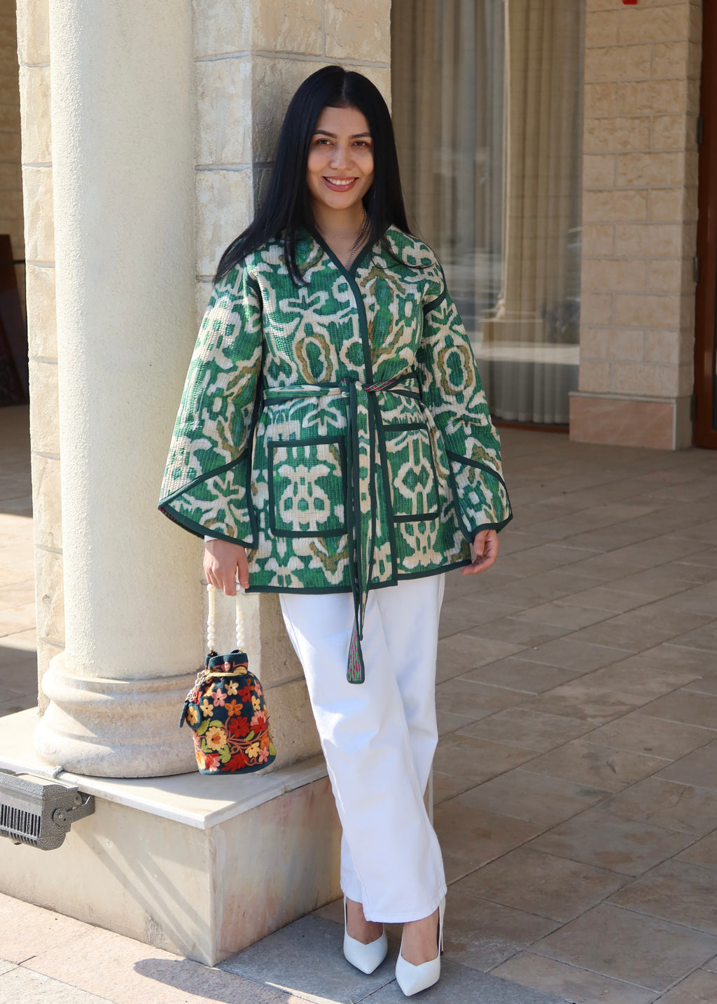 Silk Road Elegance: Reversible Jacket Ensemble