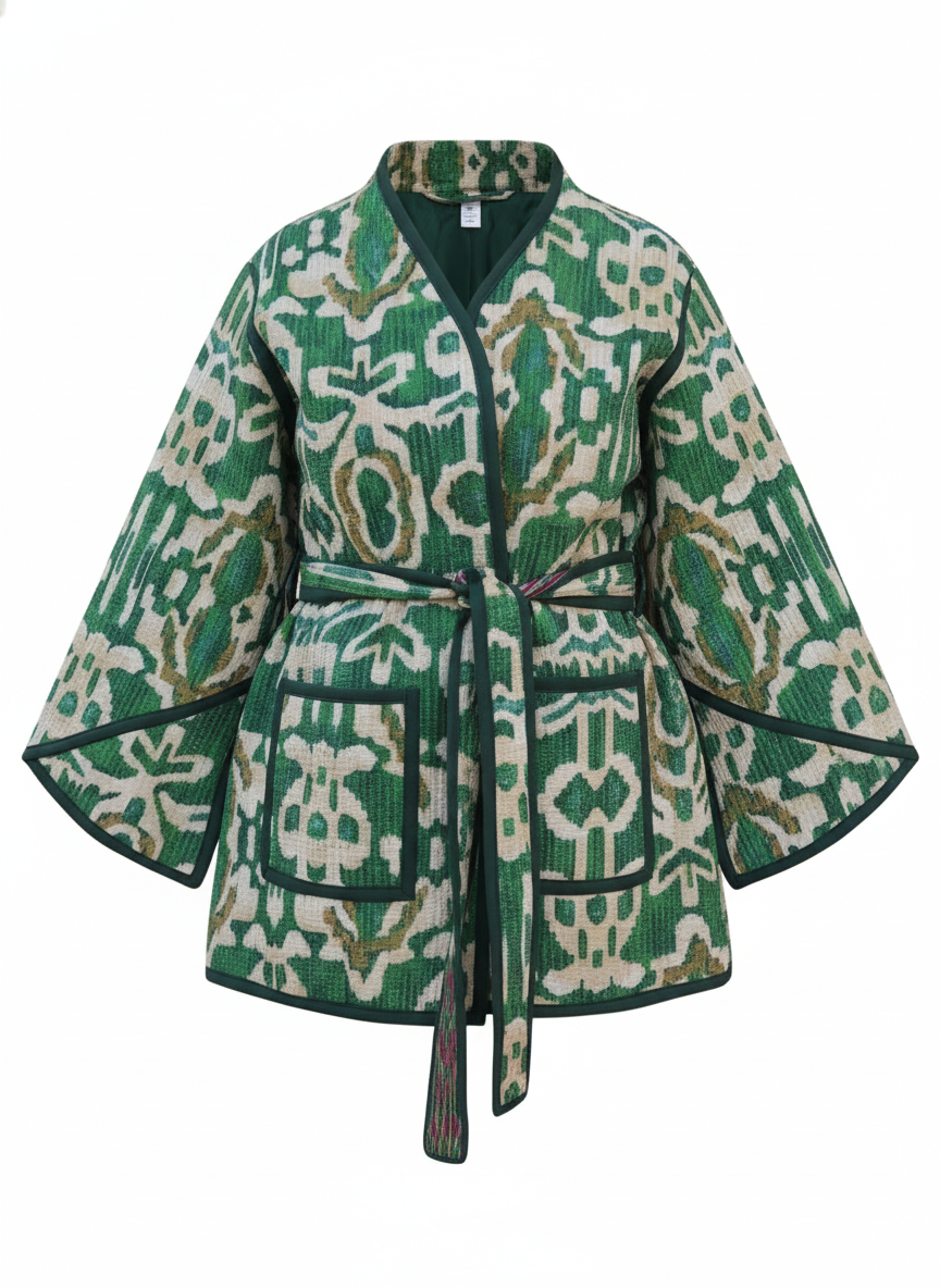 Silk Road Elegance: Reversible Jacket Ensemble