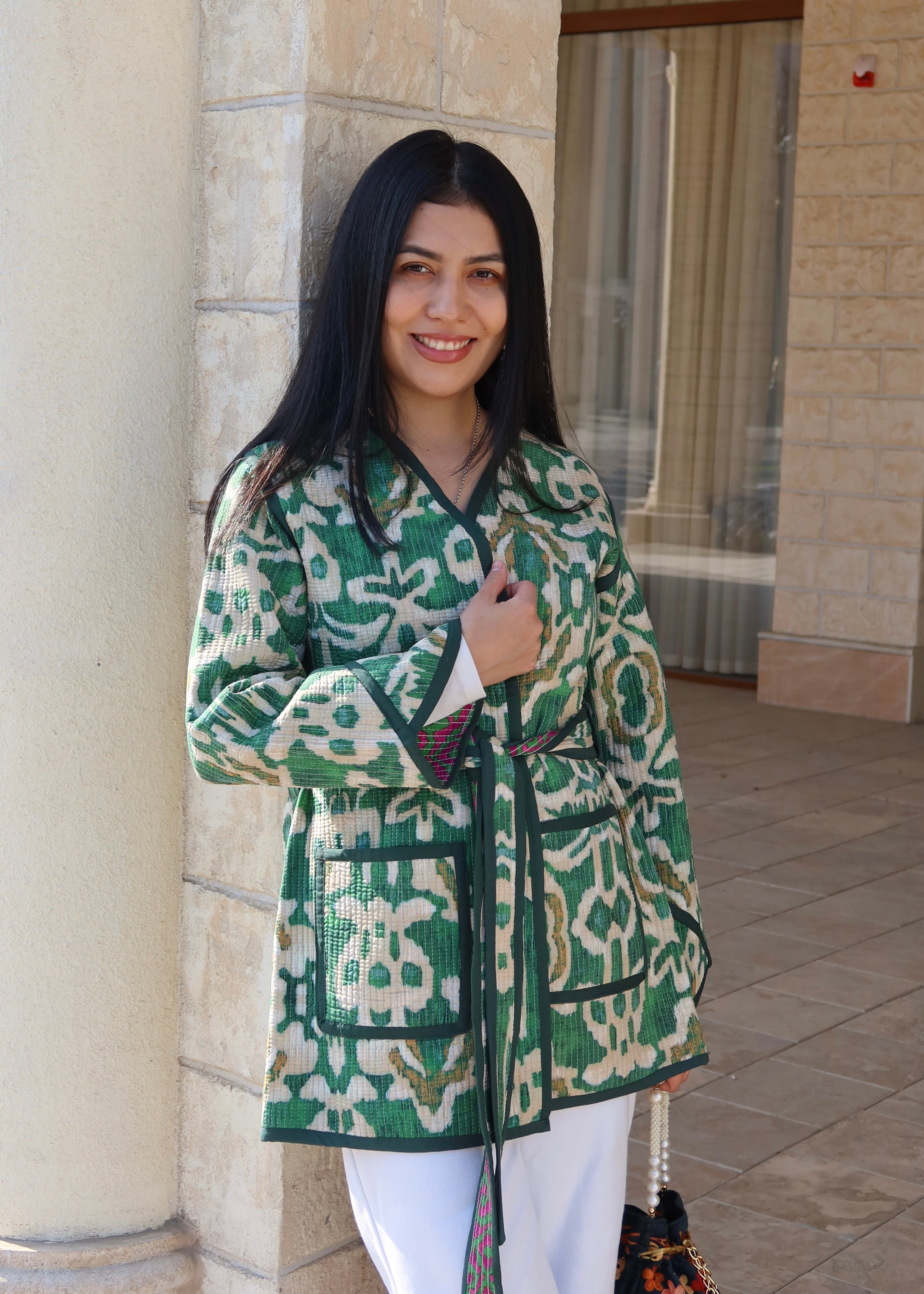 Silk Road Elegance: Reversible Jacket Ensemble