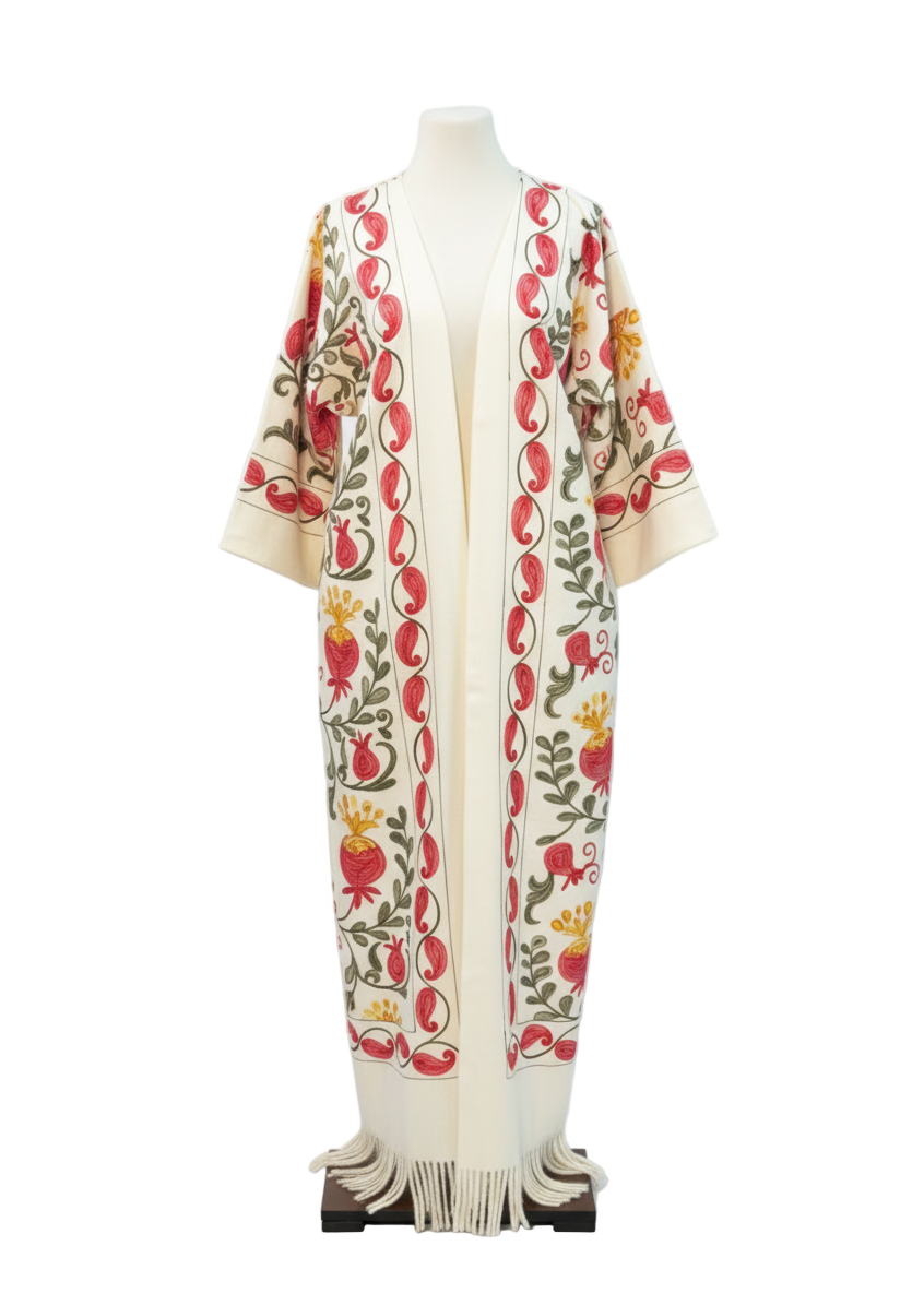 Timeless Ikat: Suzani style Chapan - Outdoor Robe - Kimano