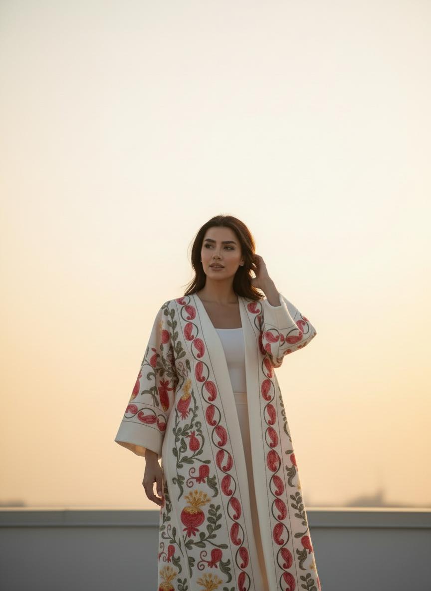 Timeless Ikat: Suzani style Chapan - Outdoor Robe - Kimano